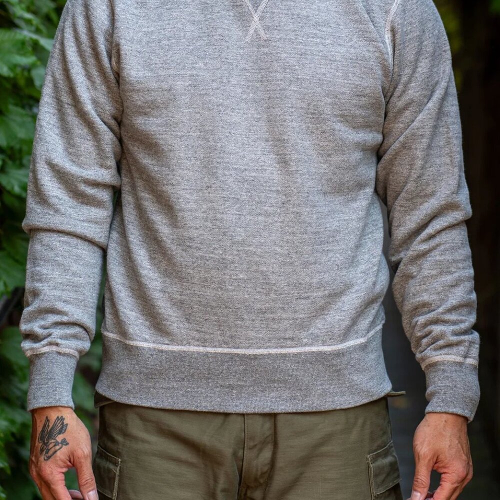 Buzz Rickson's BR65622 Set-in Crew Neck Sweatshirt - Heather Gray - Large - NWT